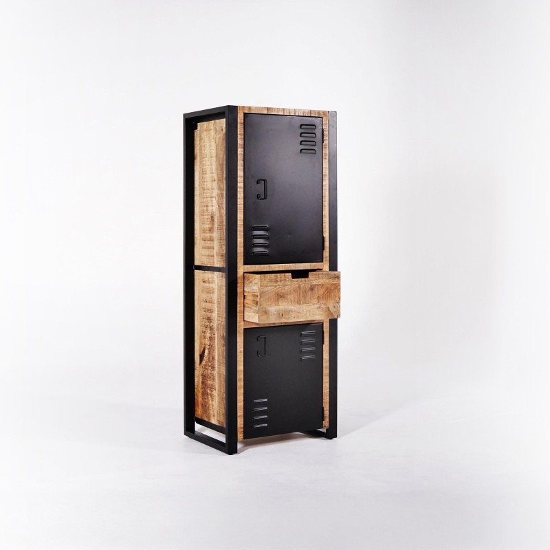 Kast van massief mangohout met metalen deur 60 cm – Kansas