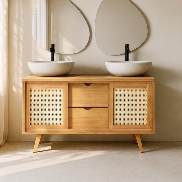 Badmeubel in massief hout op poten 140 cm - Anaya