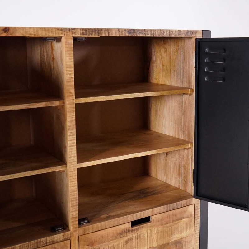 Kast van massief mangohout met metalen deuren 130 cm – Kansas