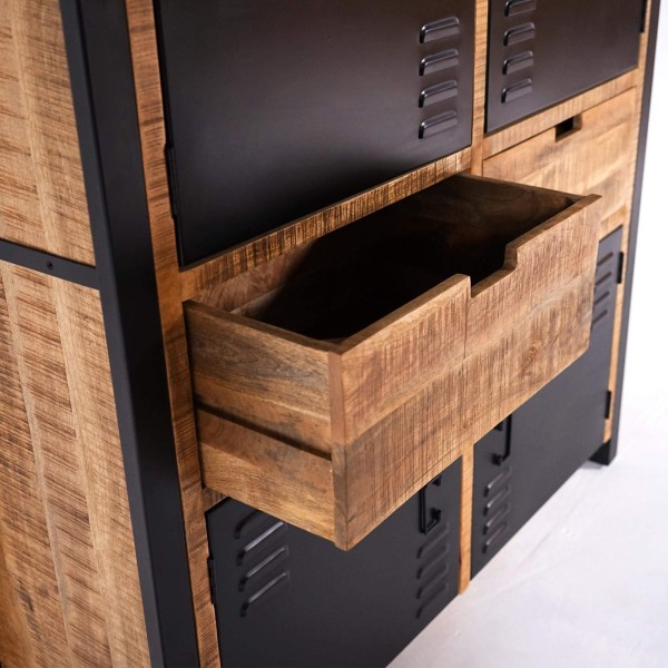 Kast van massief mangohout met metalen deuren 130 cm – Kansas