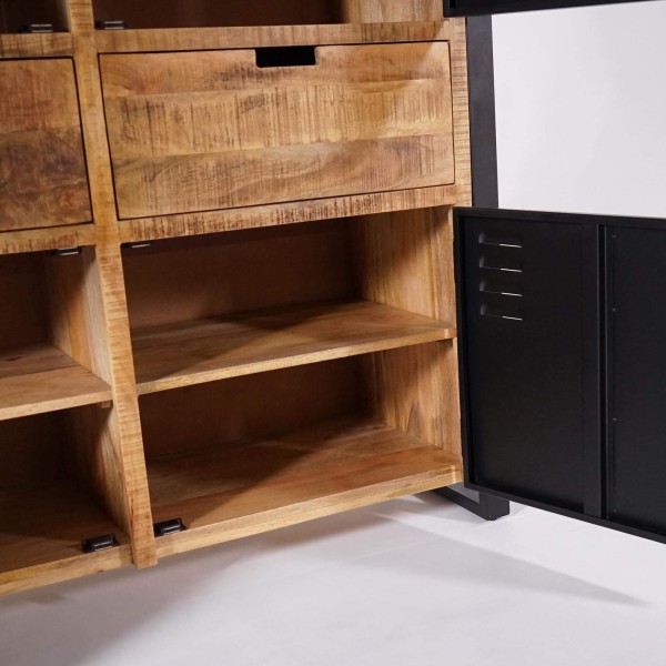Kast van massief mangohout met metalen deuren 130 cm – Kansas