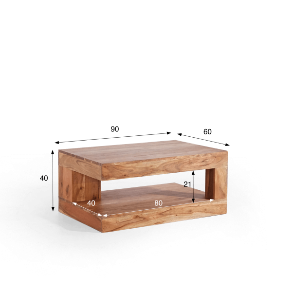 Rechthoekige salontafel in massief acaciahout – Kora