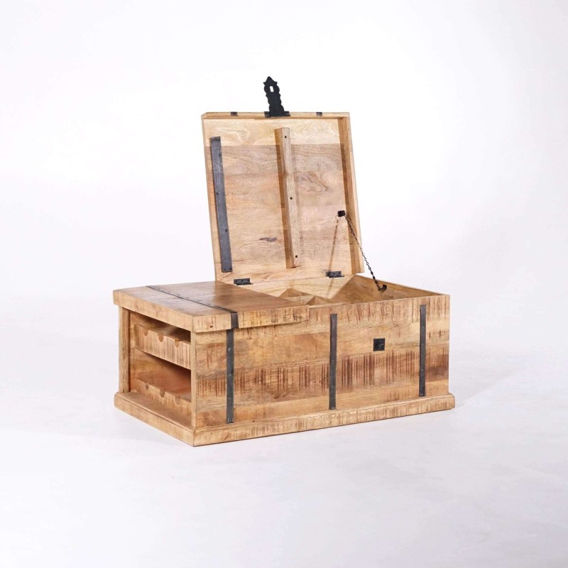 Salontafel met opbergruimte in massief hout