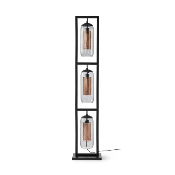 Staande lamp voor de salon met handgeblazen rookglazen lampenkappen – Brila