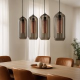 Hanglamp met mondgeblazen rookglazen kapjes – Brila