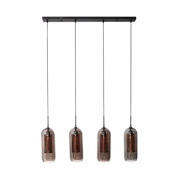 Hanglamp met mondgeblazen rookglazen kapjes – Brila