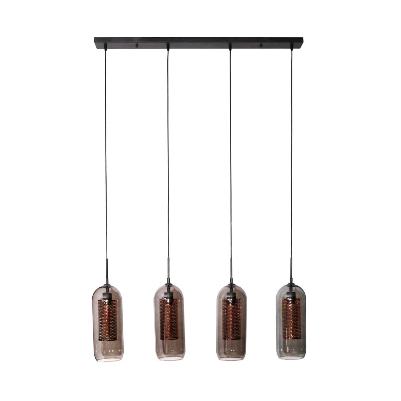 Hanglamp met mondgeblazen rookglazen kapjes – Brila