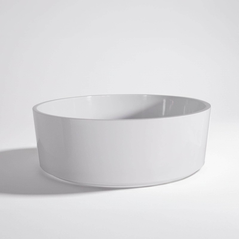 Ronde keramische waskom, glanzend wit – Rundo