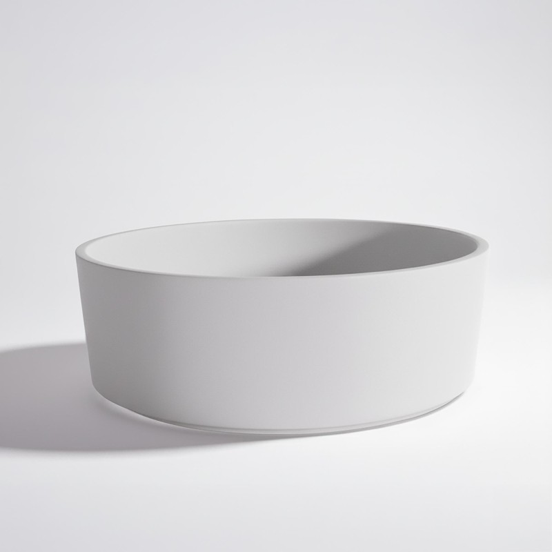 Ronde waskom in mat wit keramiek – Rundo
