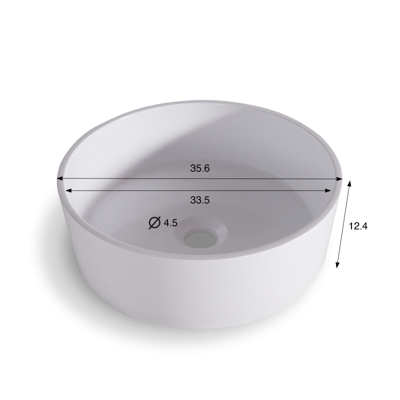 Ronde waskom in mat wit keramiek – Rundo