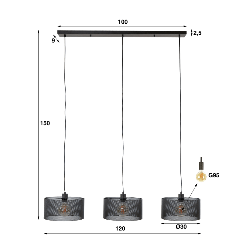 Hanglamp in metaal in industriële stijl – Mesh Round