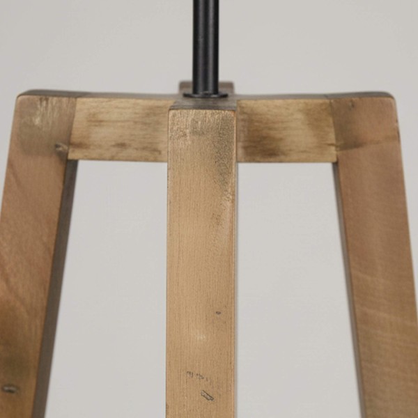 Industriële staande lamp voor de woonkamer in hout met gedraaid metalen lampenkap – Twist