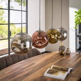 Industriële hanglamp in metaal met glazen lampenkappen – Caleo