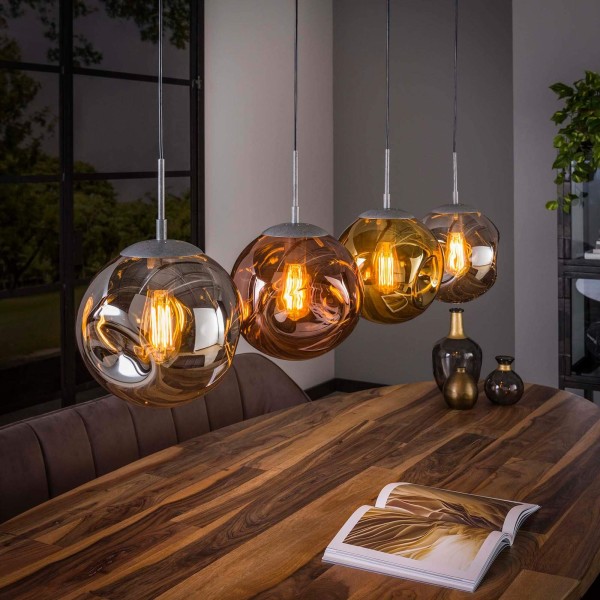 Industriële hanglamp in metaal met glazen lampenkappen – Caleo