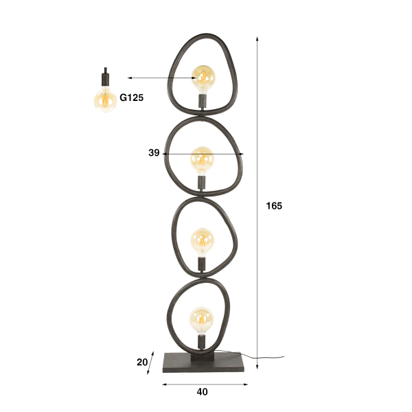 Design vloerlamp in zwart metaal – Solin