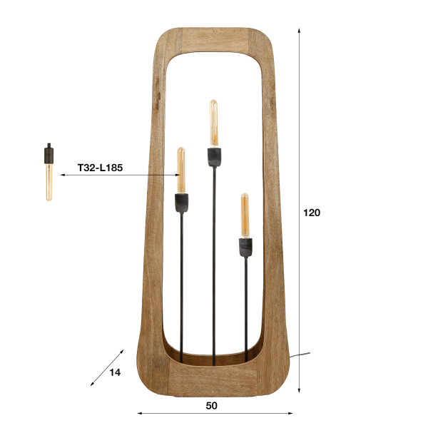 Vloerlamp in massief mangohout – Noxios