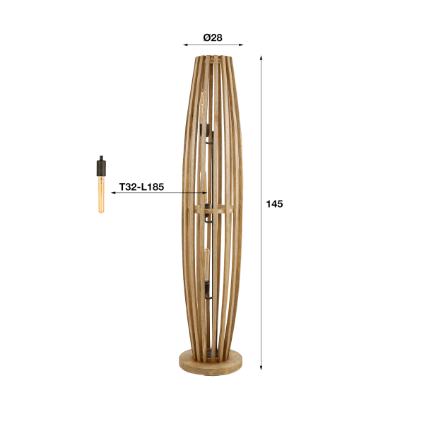 Staande lamp voor de woonkamer in massief mangohout – Arken