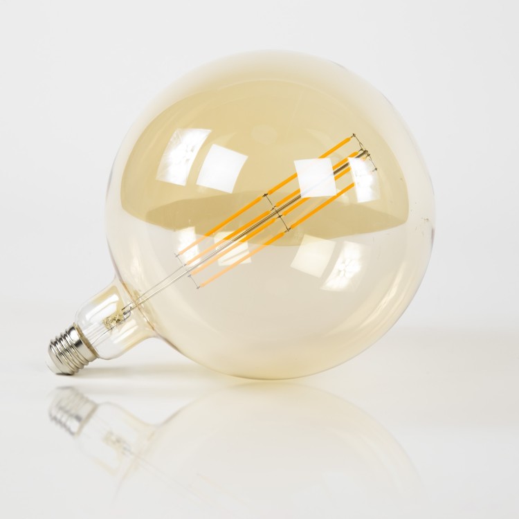 Gloeilamp met filament in globevorm 20 cm (E27), amberkleurig glas [G200]