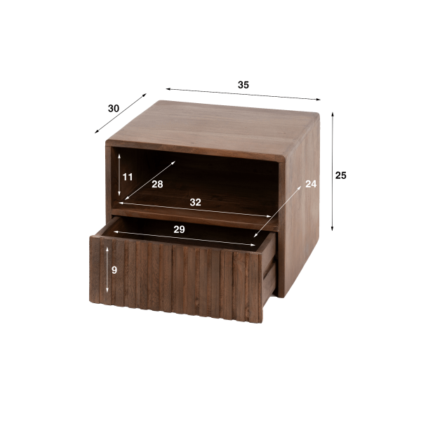 Zwevend nachtkastje in natuurlijk hout – Nest