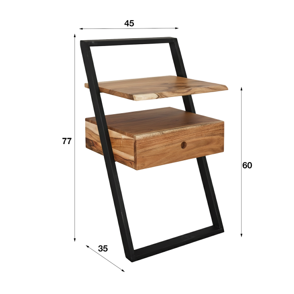 Nachtkastje in massief acaciahout – Lean