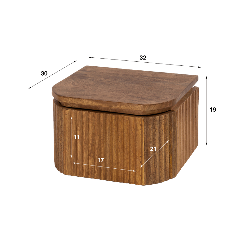 Nachtkastje in massief hout – Wave XS