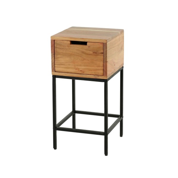 Nachtkastje in hout en metaal, industriële stijl – Natura