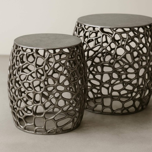 Bijzettafel voor sofa in zwart nikkel met aluminium blad (set van 2) – Maze