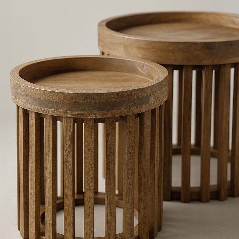 Bijzettafel in massief mangohout (set van 2) – Tweak