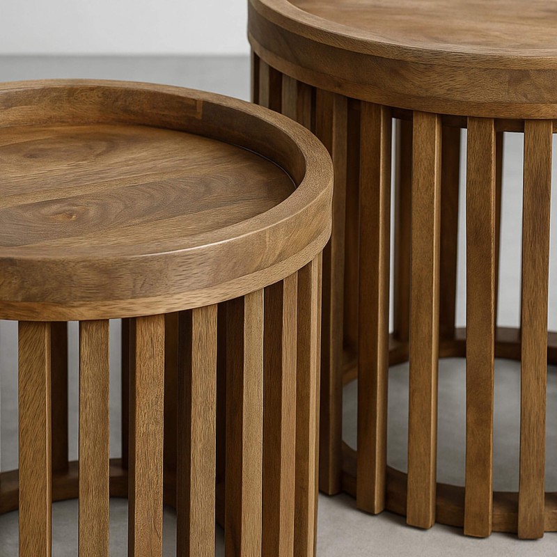 Bijzettafel in massief mangohout (set van 2) – Tweak