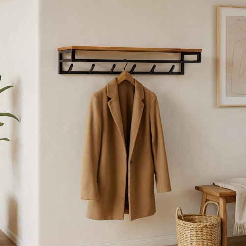 Wandkapstok in hout en metaal, industriële stijl – Custom