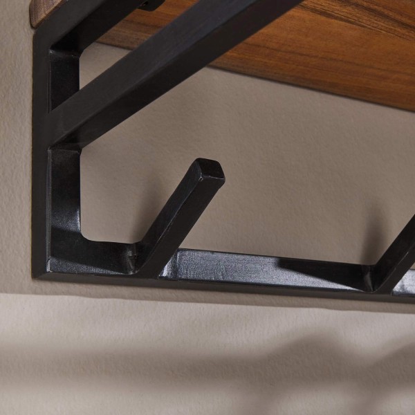 Wandkapstok in hout en metaal, industriële stijl – Custom