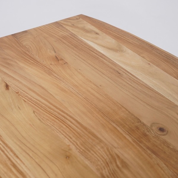 Massief houten eettafel met metalen mikado-poot en natuurlijke randen 220 cm