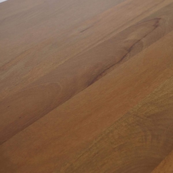 Eettafel in massief hout met metalen mikadopoot