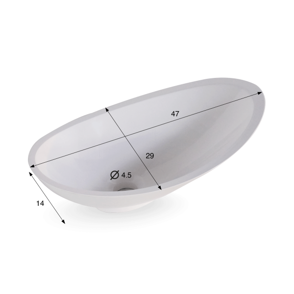 Ronde keramische waskom, glanzend wit – Ida