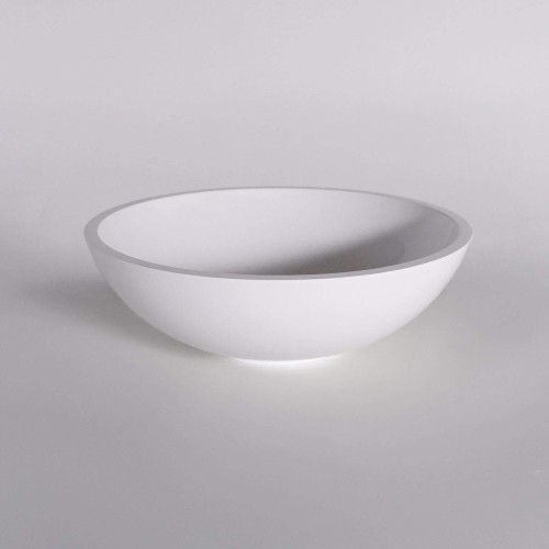 Ronde opzetwastafel voor badkamer, glanzend wit, mineraalmarmer - Bora