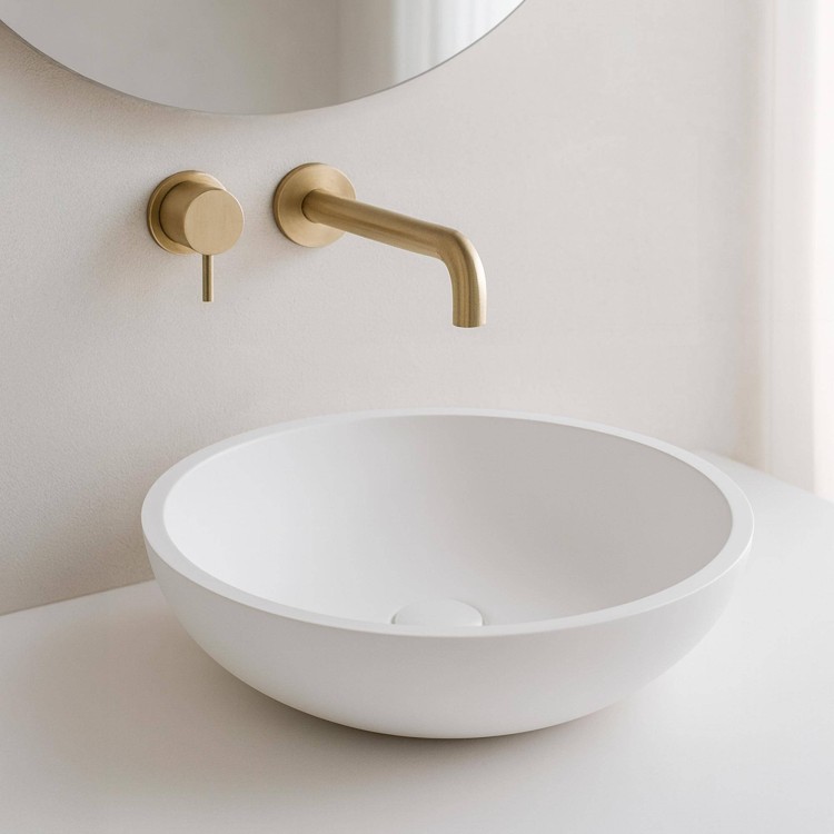 Opbouw waskom van keramiek, glanzend wit – Bora