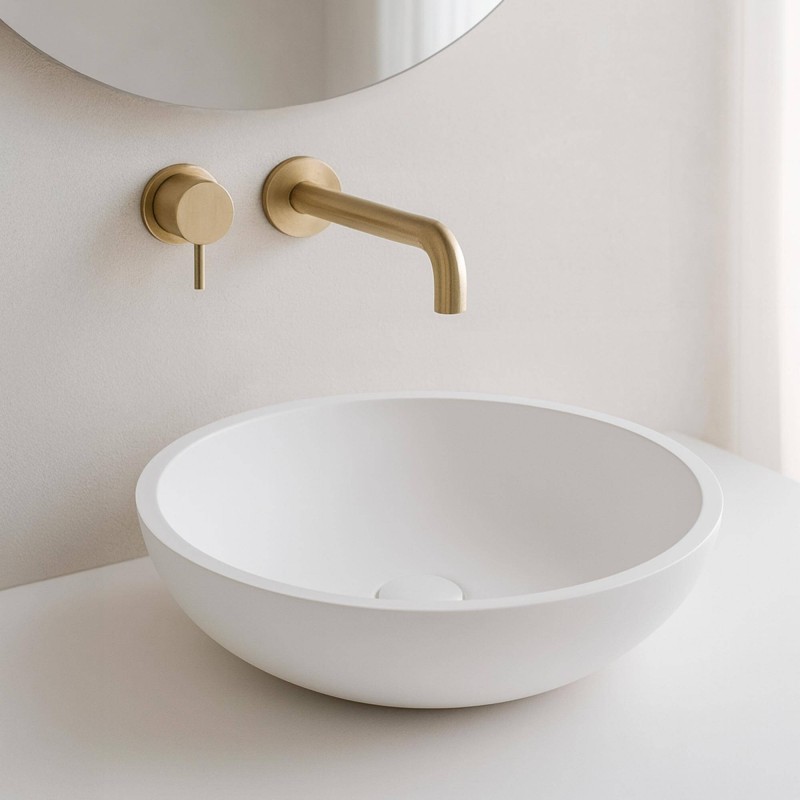 Opbouw waskom van keramiek, glanzend wit – Ida