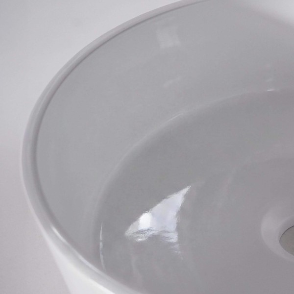 Ronde opbouw waskom van keramiek, glanzend wit – Rundo