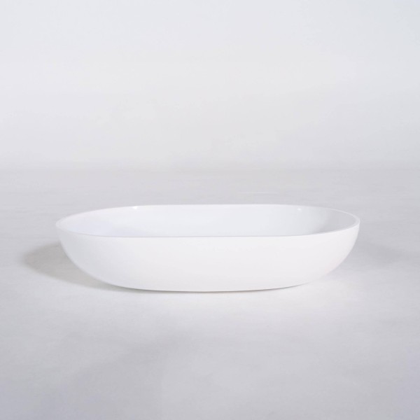 Ovale opbouw waskom van keramiek, glanzend wit – Slender