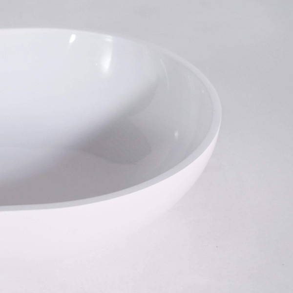 Ovale opbouw waskom van keramiek, glanzend wit – Slender