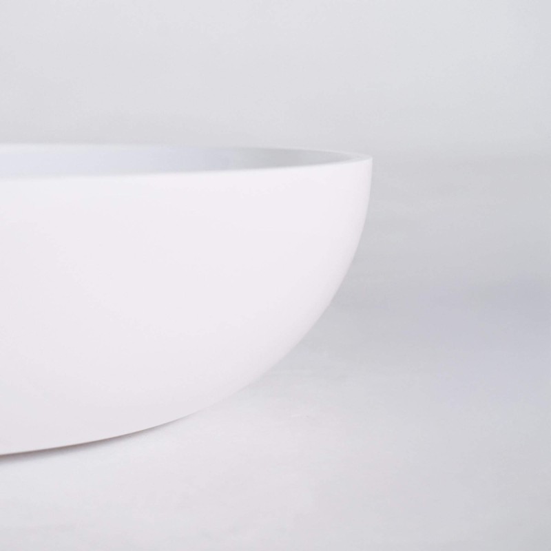 Ovale opbouw waskom van keramiek, glanzend wit – Slender
