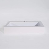 Rechthoekige opbouw waskom van keramiek, glanzend wit – Odon