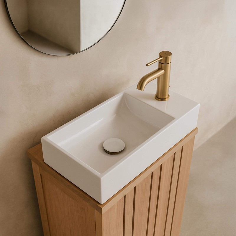 Opbouw waskom van keramiek, glanzend wit – Klepsy