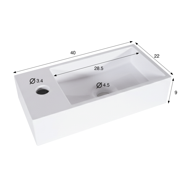 Opbouw waskom van keramiek, glanzend wit – Klepsy