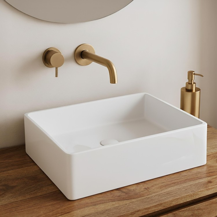 Opbouw waskom van keramiek, mat wit – Nova