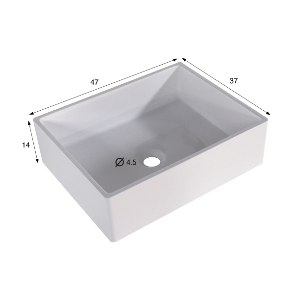 Opbouw waskom van keramiek, mat wit – Nova