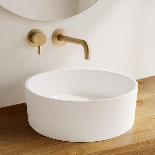 Ronde keramische waskom, mat wit – Rundo