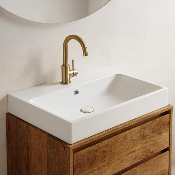 Keramische badkamerwastafel, mat wit – Anna