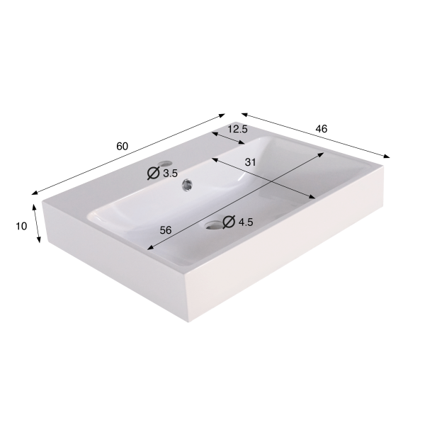 Keramische badkamerwastafel, mat wit – Anna