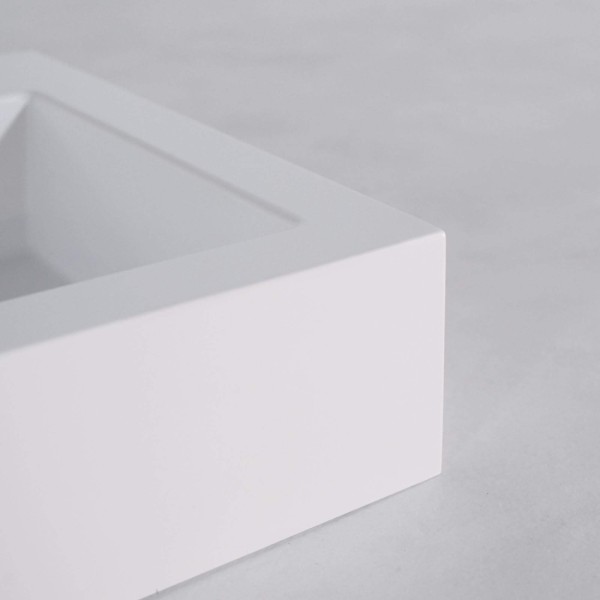 Rechthoekige opbouw waskom van keramiek, mat wit – Odon